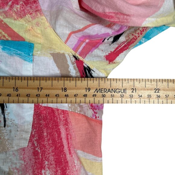 Northern Reflections Button Up Linen Blend Art-to-Wear Resort Shirt - Picture 7 of 12